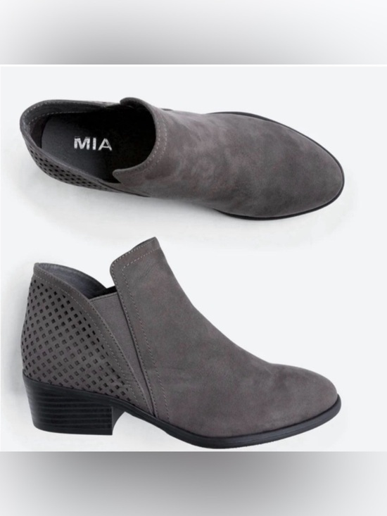 MIA Shoes - MIA Charcoal Grey Slip-On Suede Ankle Boot